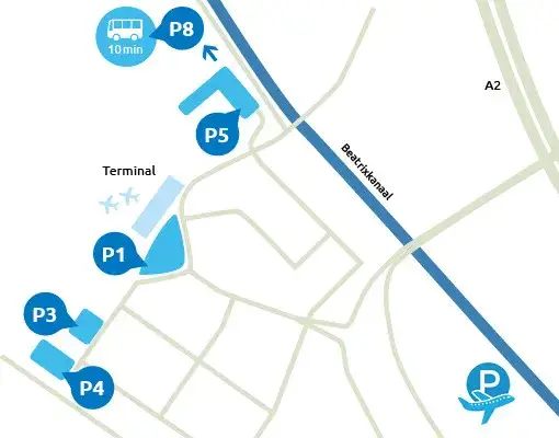mapa parkingów lotnisko Eindhoven