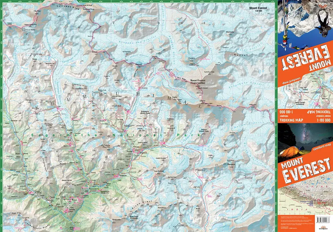 Mount Everest mapa granice Nepal Chiny