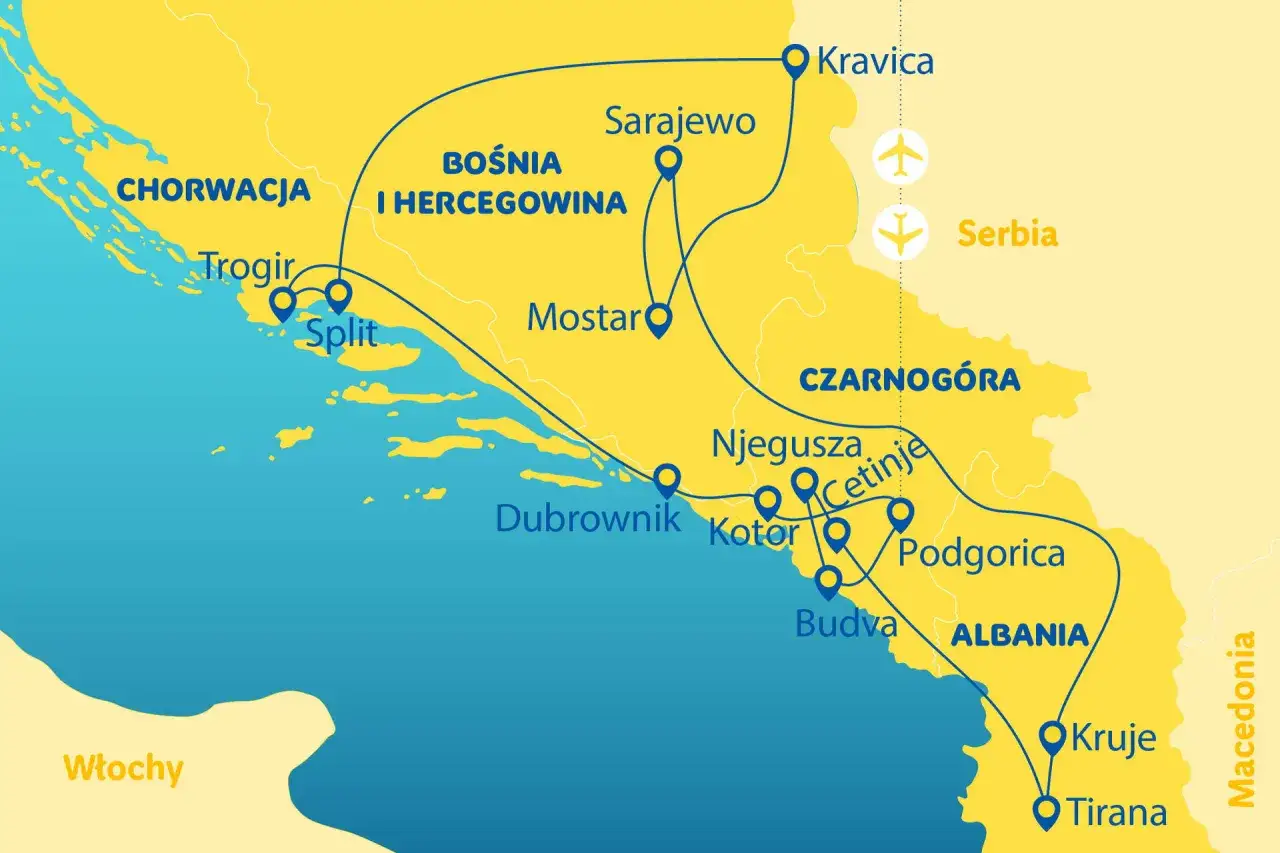 Mapa lotów Polska Chorwacja
